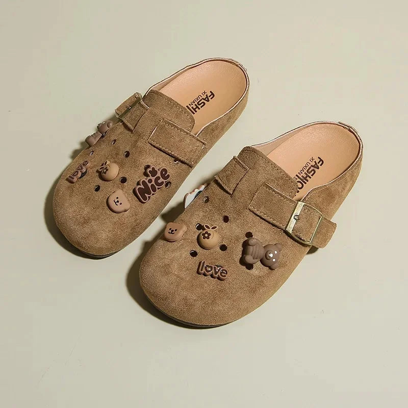 Sabot pour femme en cuir Suède Boston fermé | Brun