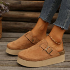 Sabot pour femme Suède à talon léger | Marron Caramel