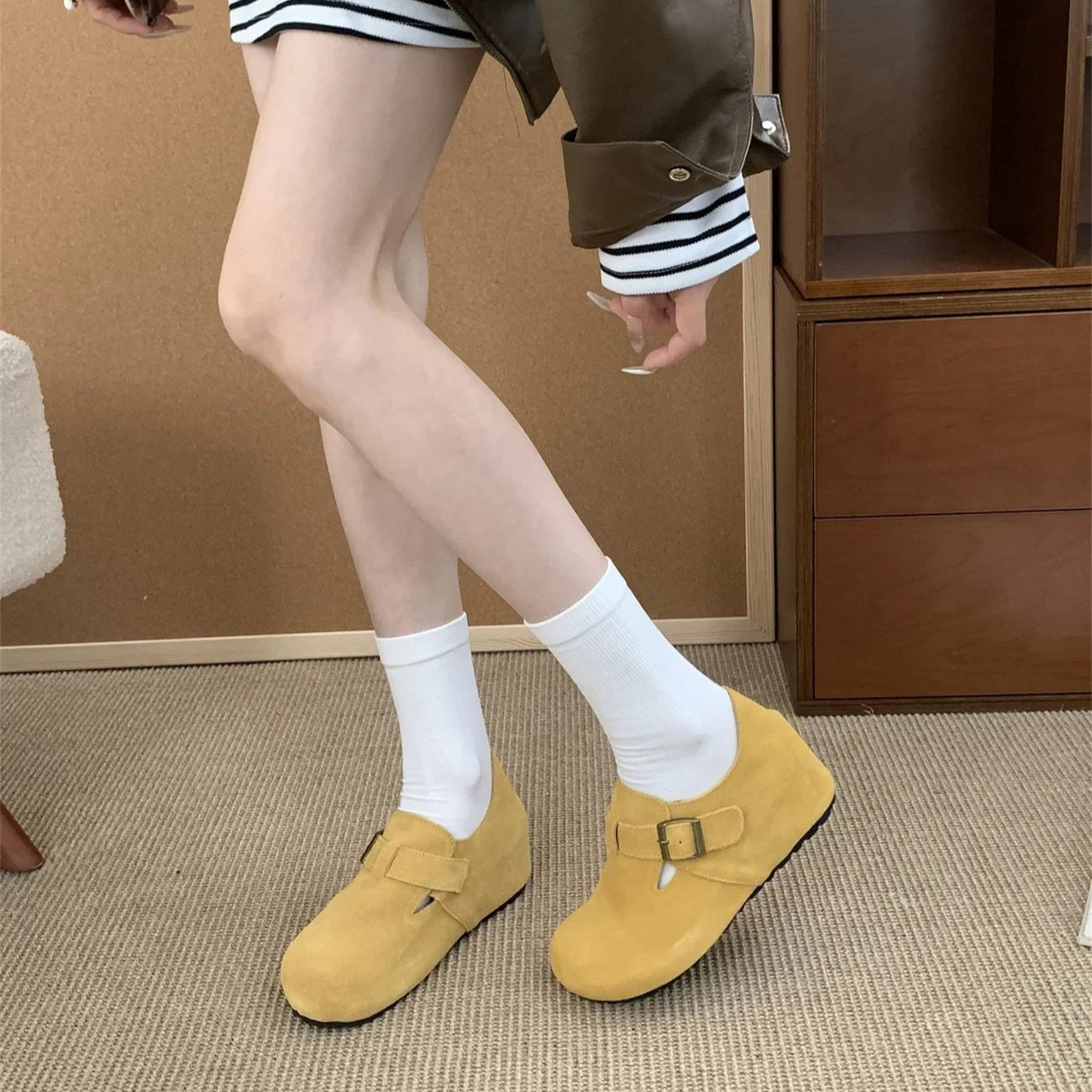Sabot pour femme en cuir Suède Hudson fermé | Jaune