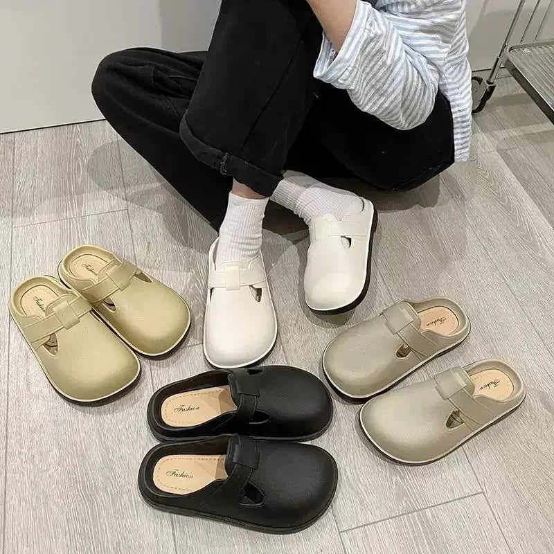 Sabot pour femme en cuir Suède Boston fermé | Noir Profond