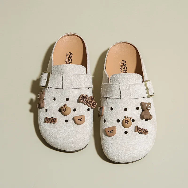 Sabot pour femme en cuir Suède Boston fermé | Blanc