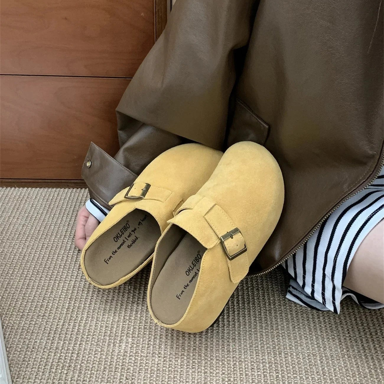 Sabot pour femme en cuir Suède Hudson fermé | Jaune