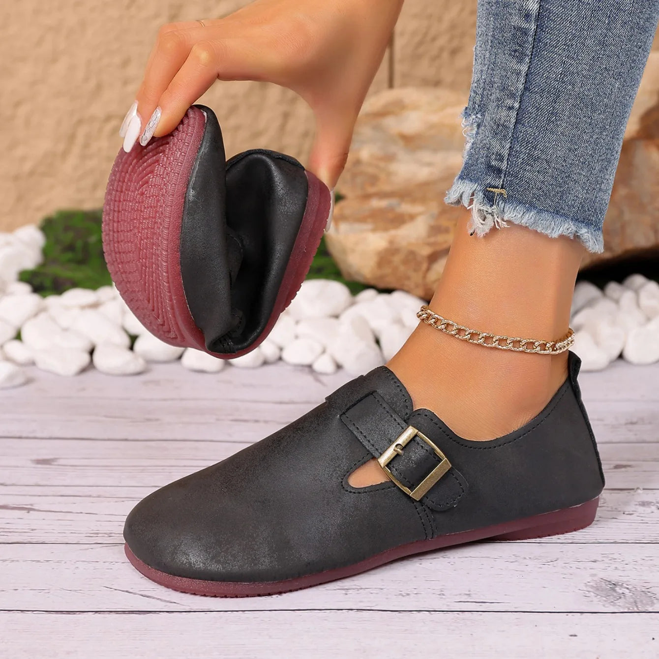 Sabot pour femme en cuir Suède Boston Lorne fermé | Noir Profond
