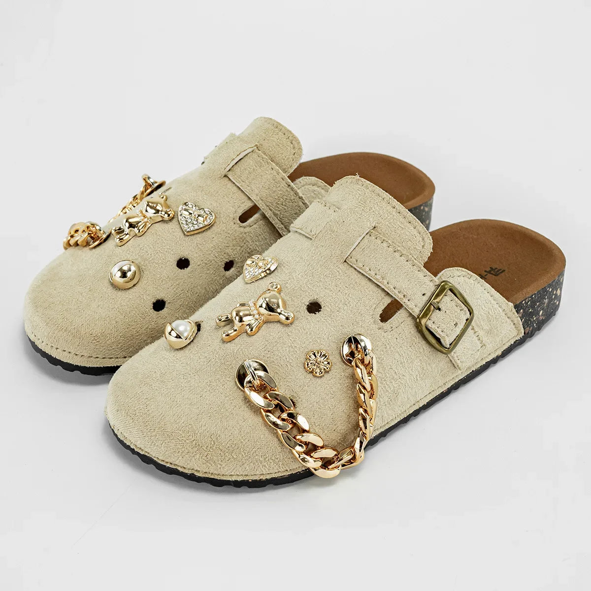 Sabot Suède pour femme en cuir | Beige Abricot