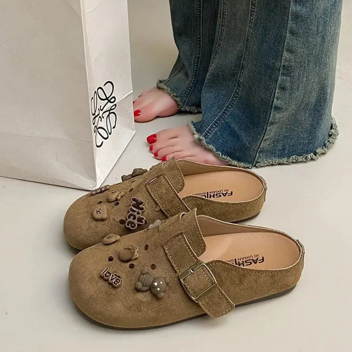 Sabot pour femme en cuir Suède Boston fermé | Brun