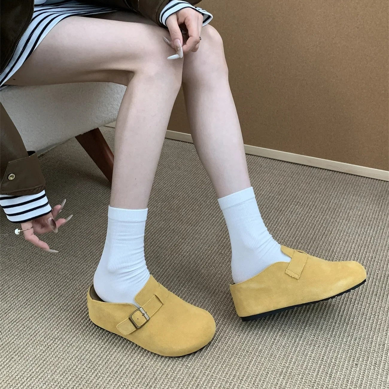Sabot pour femme en cuir Suède Hudson fermé | Jaune