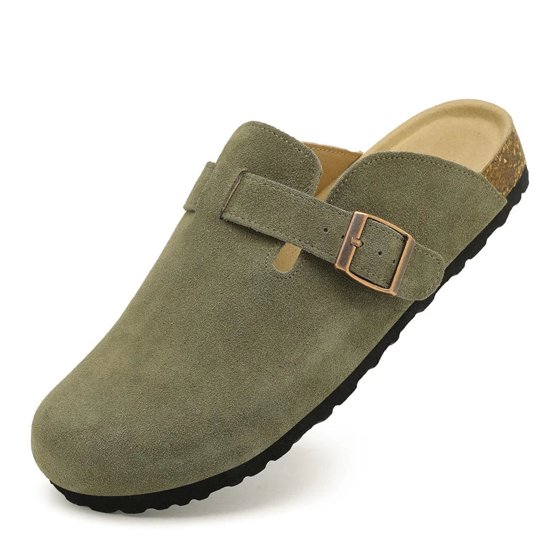 Sabot Suède fermé | vert sombre